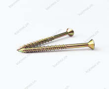 Flat head, double thread high and low, sharp point.