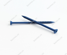 Flat head, double thread high and low, sharp point.